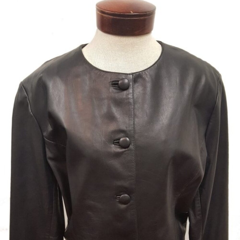 Women’s Vintage 4 button Leather Church Suit set with Leather Pant 7 Color's